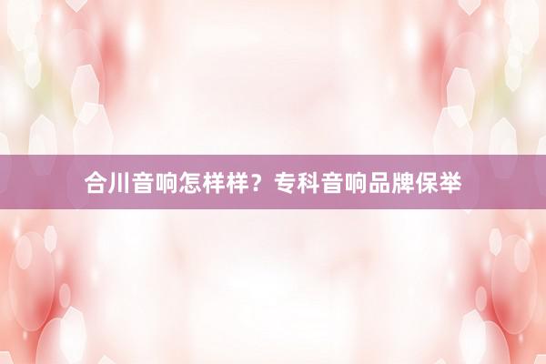 合川音响怎样样？专科音响品牌保举